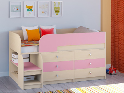 Кровать-чердак Астра-9.3 для девочки 3 лет, спальное место 160х80 см